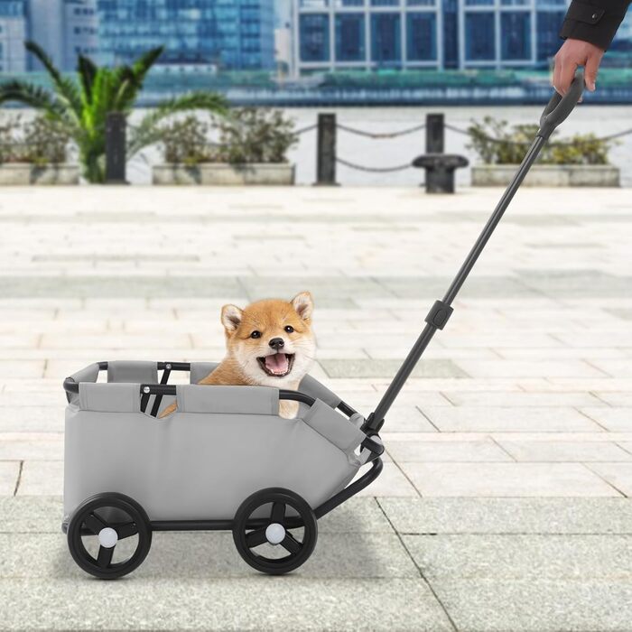 Візок для собак та котів, складаний, сірий, до 10 кг, 86 x 51 x 35 см