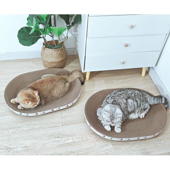 Килимок-подряпування для котів 2 шт., овал, 61 см, з м'якою лежанкою, з картону, для дому