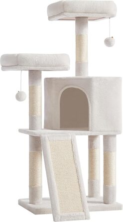 Дряпка для котів Feandrea, 115 см, кремово-білий колір, з дряпальним покриттям, 50 x 35 x 115 см