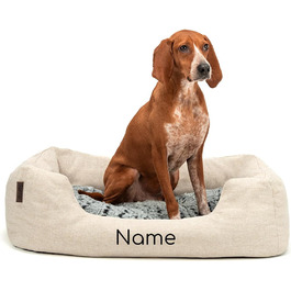 Кругле ліжко для собак та котів Lionto з м'яким двостороннім подушкою, бежеве, 80x60 см