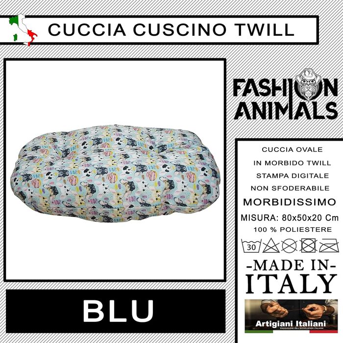 М'яке лежаче ліжко для собак та котів Ovales – Комфортний килимок для тварин, Made in Italy, блакитний (Chiwa)