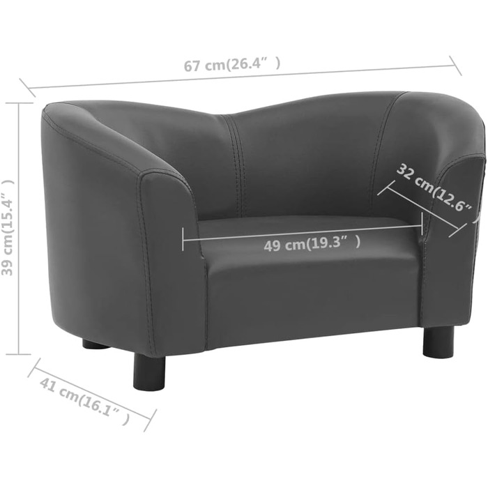 Собаче ліжко vidaXL, коричневе, 67x41x39 см, штучна шкіра, диван для собак та домашніх тварин