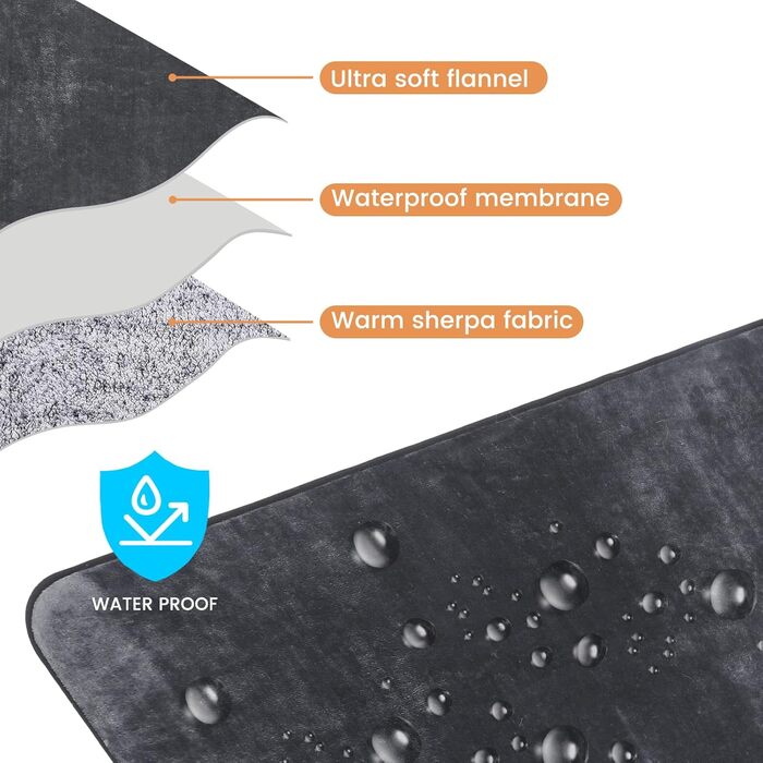 PETTOM Деки для собак Водонепроникні, Деки для собак на диван 152 x 127 см, Деки для собак з Sherpa та Flanell, Деки для домашніх тварин М'які, Можна прати в пральній машині L: 152*127 см Темно-сірий