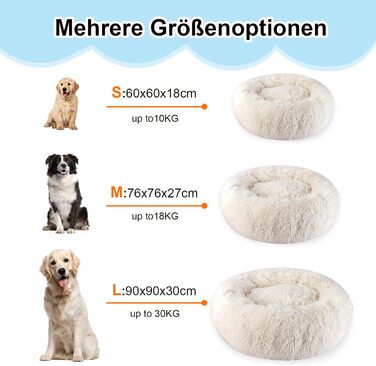 Крісло-лежанка для собак великих та середніх порід, 60 см Ø - М'яке та дихаюче ліжко для собак з неслизьким дном та піднятим бортиком, (76x76x27 см, Бежевий)