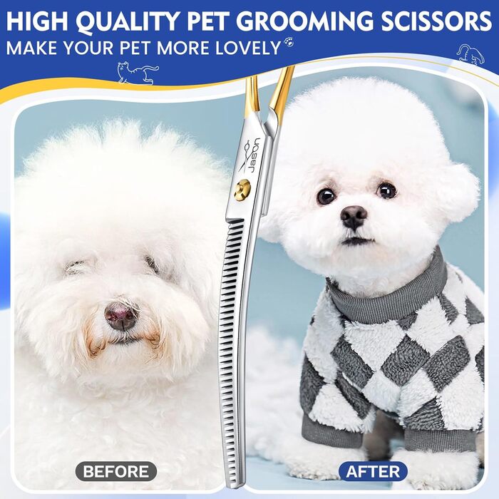 Професійна витончена ножиця для грумінгу собак JASON 7.5 дюймів (43 зуби) з нержавіючої сталі 440C