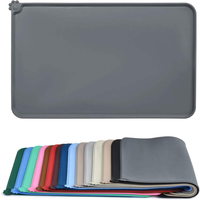 Силиконовий килимок для годування собак та котів AUDWUD, вологостійкий, антиковзний, 71x46 см, сірий