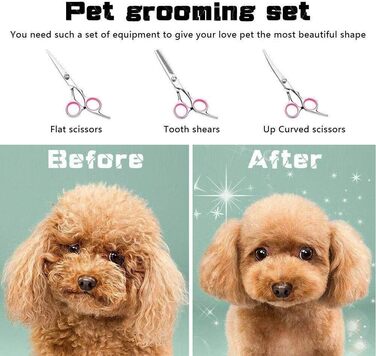 Набір професійних інструментів для грумінгу собак та котів: ножиці, тример, щітка, кусачки для нігтів. Нержавіюча сталь, 7 дюймів