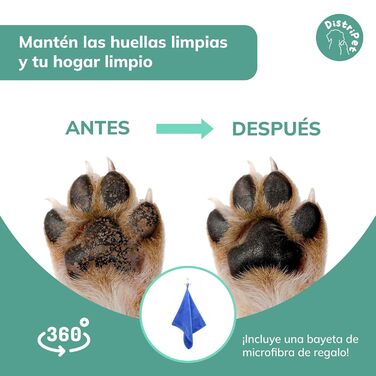 Очисник для лап собак, силіконовий, портативний, знімний, з мікрофібровим рушником, блакитний