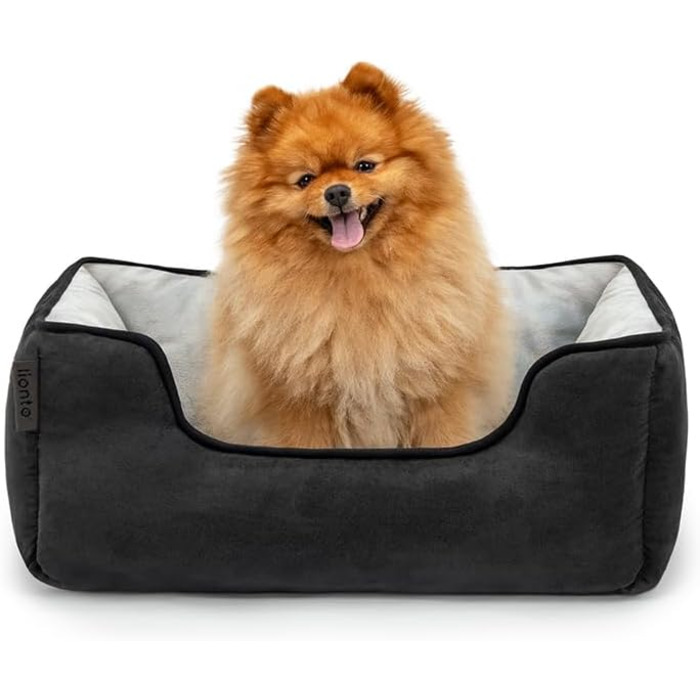 Крісло-ліжко для собак Lionto 2-в-1, 60x50 см, чорний/сірий, зручний вхід, м'яке, для собак та котів
