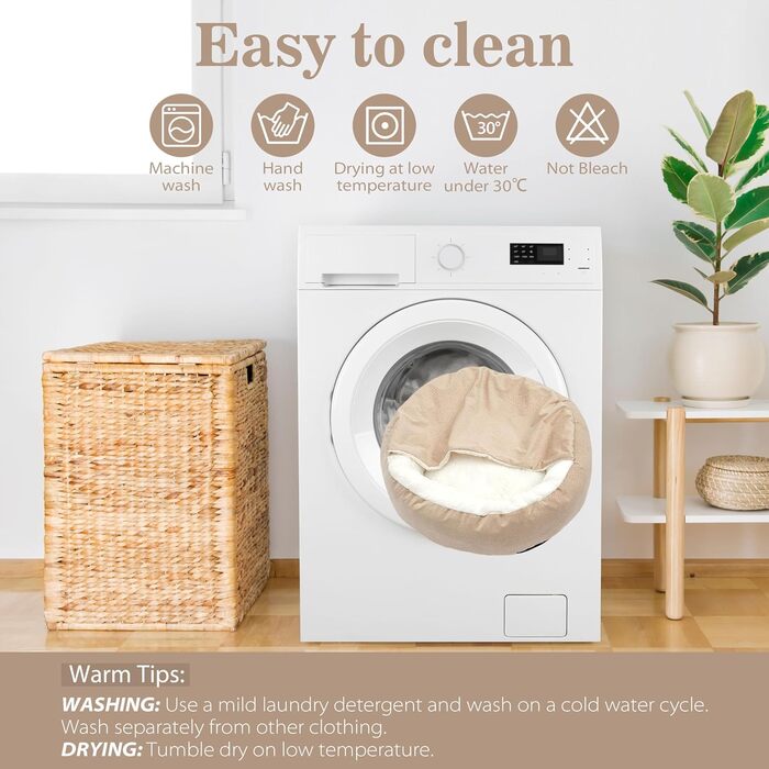 Кругле ліжко для собак та котів, плюшеве, Ø 60 см, до 12 кг, бежеве