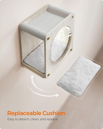 Дряпка для котів Feandrea Clickat Collection - 006, 100 см, з 2 стійками, печера для котів (M-010), монтаж на стіну