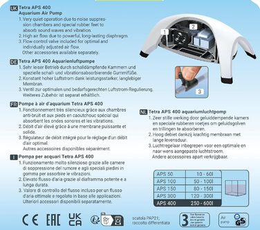 Tetra APS 400 тиха мембранна помпа для акваріумів 250-600 л, біла