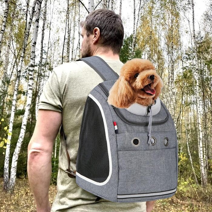 PETCUTE Рюкзак для собак і котів, переноска для тварин, рюкзак для подорожей, піших прогулянок та кемпінгу (темно-сірий)