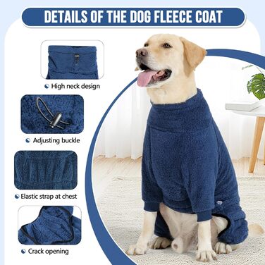 Теплий зимовий костюм для собак SlowTon: флісовий комбінезон-одяг для маленьких та середніх собак, XXXL, блакитний