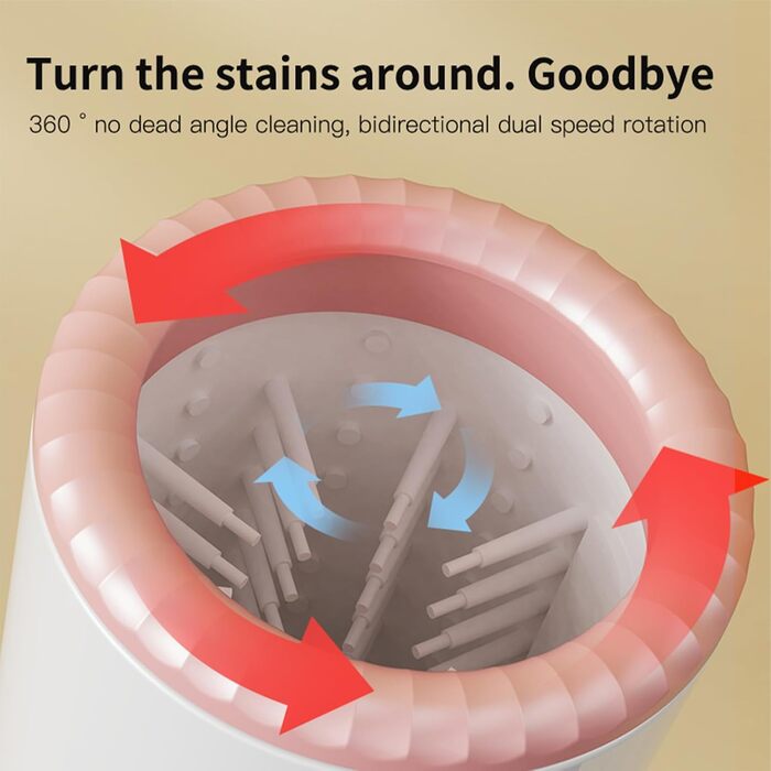 Електрична мийка для лап собак, USB-зарядка, для маленьких, середніх та великих собак, білий/рожевий колір