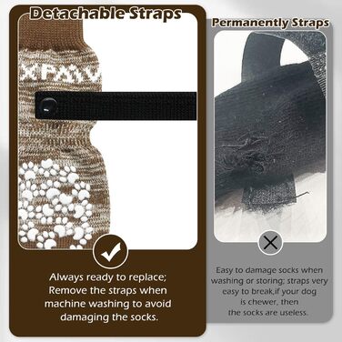 Шкарпетки для собак EXPAWLORER проти слизькості, захист лап, для гарячих доріг, для цуценят, маленьких, середніх, великих собак, 6 шт. (X-small, Коричневий)