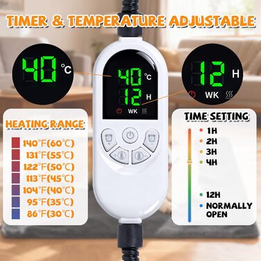 Килимок грілка для котів та собак Qoosea, електричний, 45x45 см, регулювання температури 30-60°C, таймер, водовідштовхувальний, знімний чохол