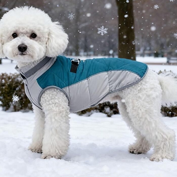 Тепла та стильна куртка для собак: теплий, вітронепроникний жилет – ідеальний зимовий одяг для вашого собаки (Sky Blue, M)