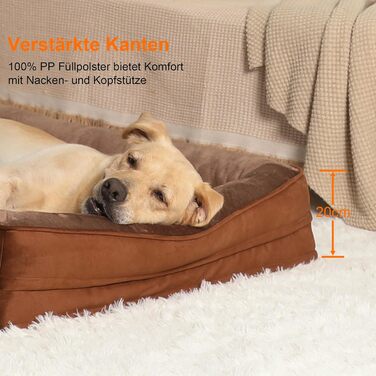 Ортопедичне ліжко для собак великих порід, ергономічне собаче ліжко з піною у формі яйця, водовідштовхуваче ліжко для собак, 89x63 см, світло-сірий (Braun, L 106 x B 81 x H 17 см)