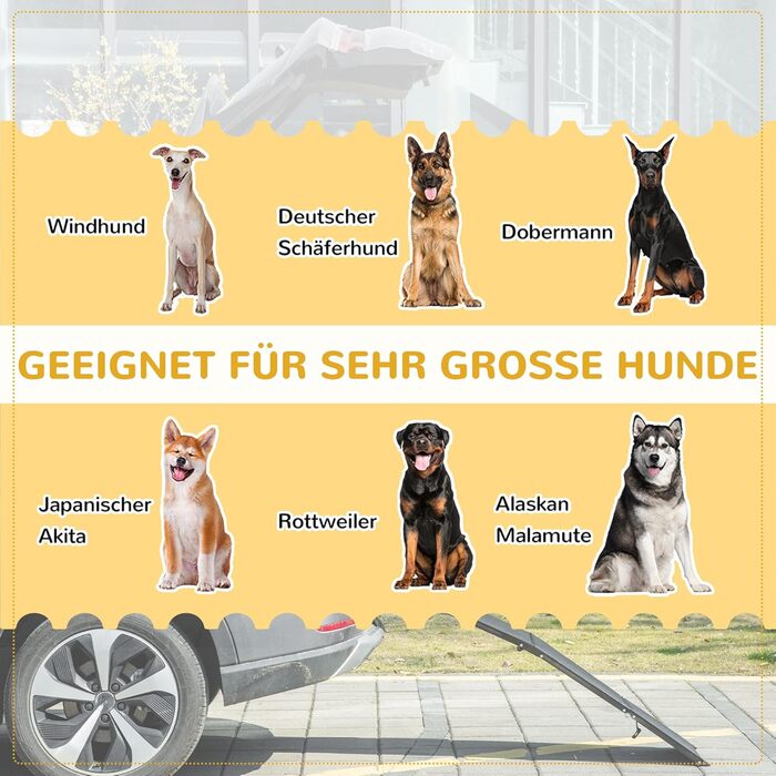 Рампа для собак PawHut - складана, алюмінієва, до 40 кг, 158 x 43,5 см