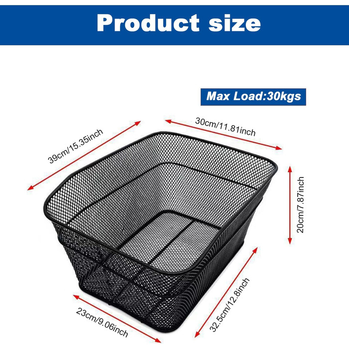 Задній велосипедний кошик великого розміру, знімний, для собак, покупок, пікніків, шкільних речей