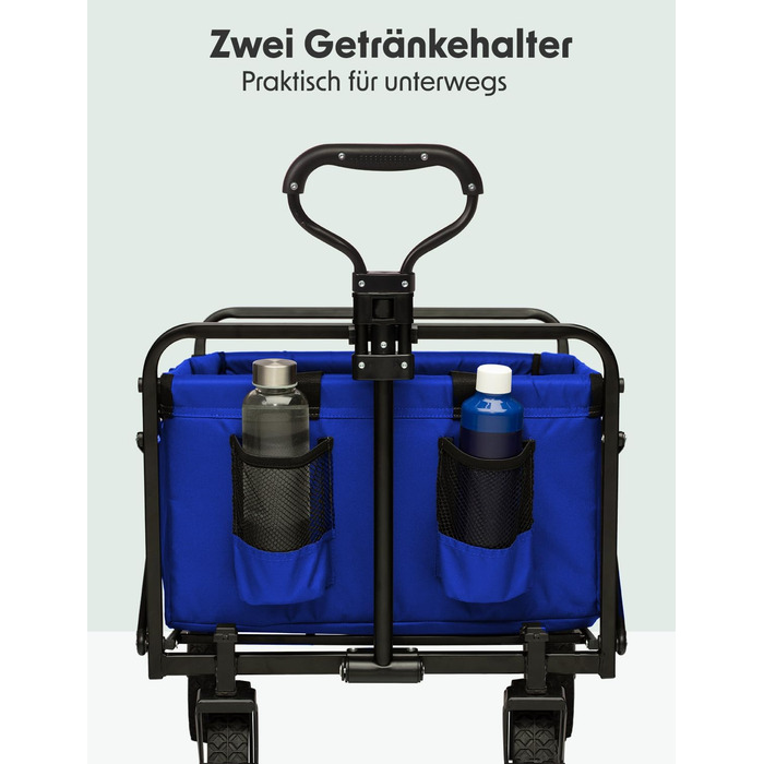 Візок-тачка LifeGoods складний, 98x45 см, блакитний – 94 л, колеса з гуми, 360°