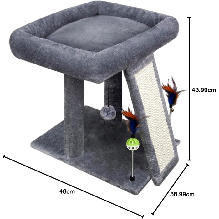 Кігтеточка TWDEPART для котів, активний комплекс, кімнатні меблі для котів з іграшками, сіра