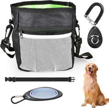 Сумка для ласощів для собак CONLI з портативним мискою та клікером для тренувань, диспенсер для пакетів, аксесуар для дресирування