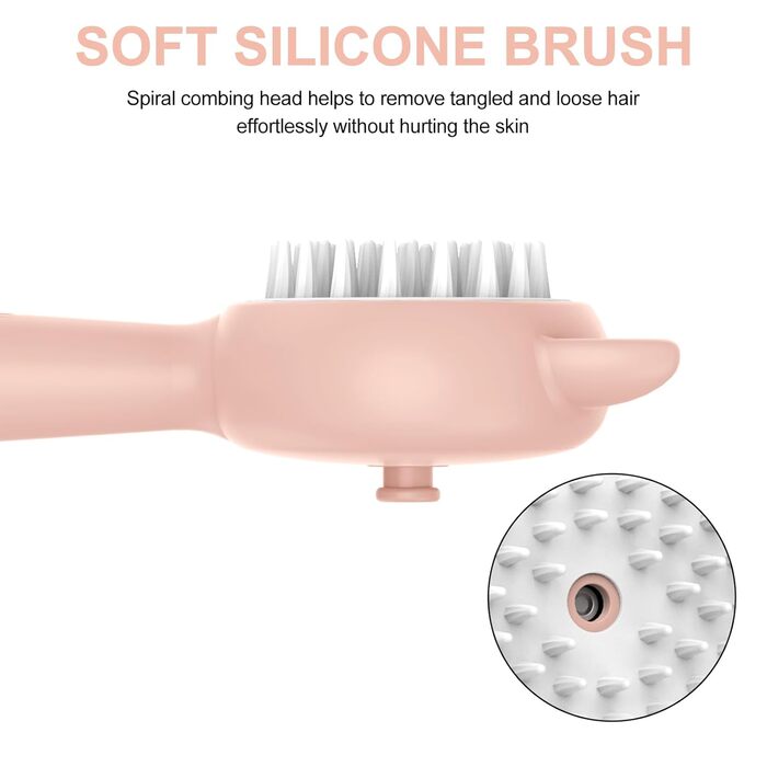 Кам'як для вичісування котів, щітка для грумінгу котів, видалення ковтунів та бруду, рожевий колір