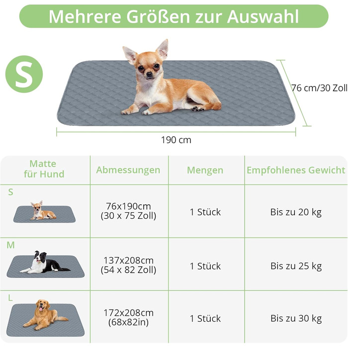 Водонепроникний килимок для собак, 137x208 см, захист для дивана, ліжка, автокрісла, сірий (Dunkelgrau B, S (76x190cm))