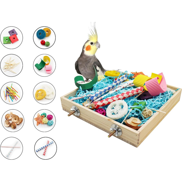 Іграшка-гойдалка для птахів Vogel: дерев'яна коробка для папуг, іграшки для гризучих, аксесуари для клітки, підходить для хвилястих, корел та конур