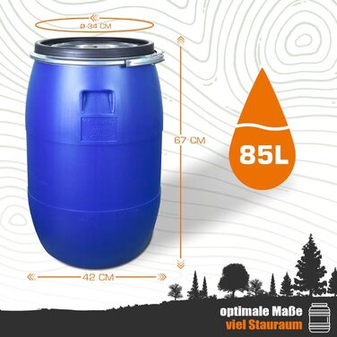 Ферментаційна бочка з кришкою 85 л, з нержавіючої сталі, з широкою горловиною, для бродіння, універсальна бочка, садова бочка, харчова, блакитна
