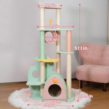 Котячий будиночок Happy & Polly Kratzbaum XL: багатоярусний, 146 см, з сизалевим покриттям, міцний, з ігровими елементами