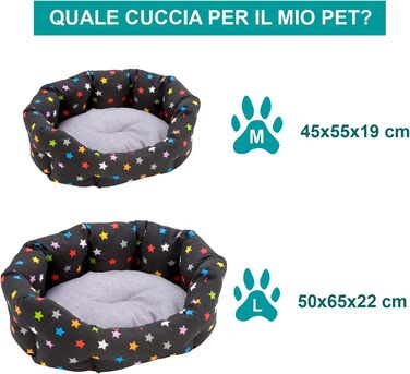 М'яке кругле ліжко для собак та котів Baroni Hoe з тканини, 45x55 см, сірий колір зі зірками, для сну та декору