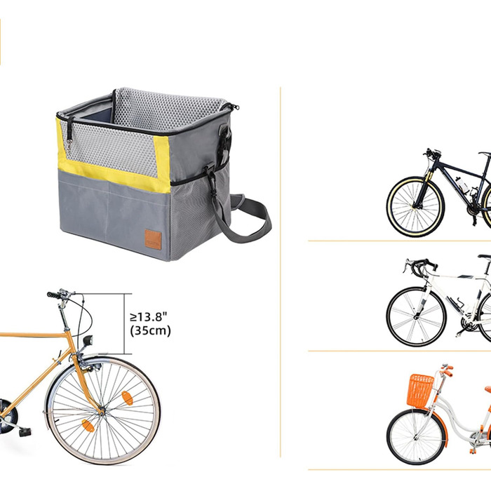 Велосипедний кошик для собак Greabuy, переноска для тварин, сітчаста накидка, захист плеча, безпечний та зручний для котів та маленьких собак