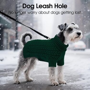 Теплий зимовий пуловер для собак S, ASENKU, з отвором для повідка, з м'якою горловиною, для Чихуахуа, Французького бульдога, зелений