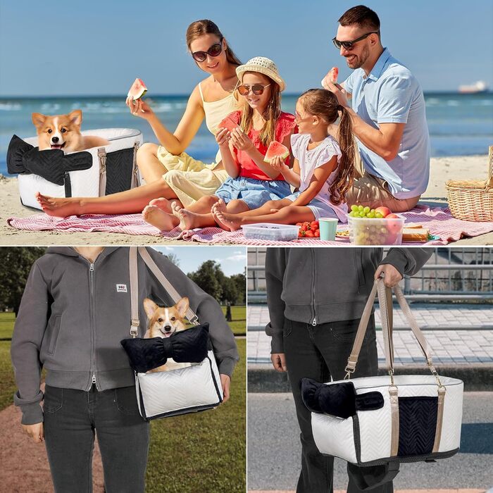 Автокрісло для собак - підставка для тварин у машину з ременем безпеки та м'яким подушками, для собак та котів до 6,8 кг (білий)