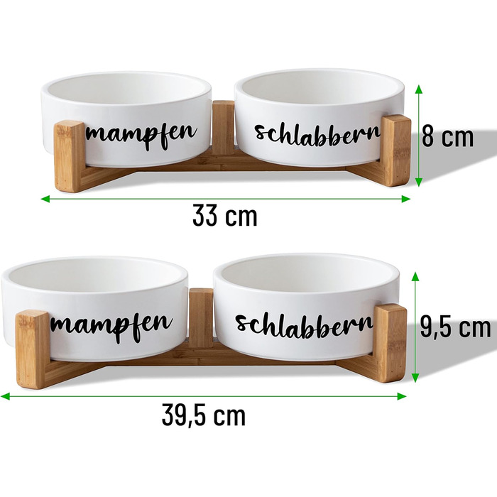 Набір мисок для собак та котів з кераміки, 2 шт по 500 мл, з підставкою | Миски для корму та води