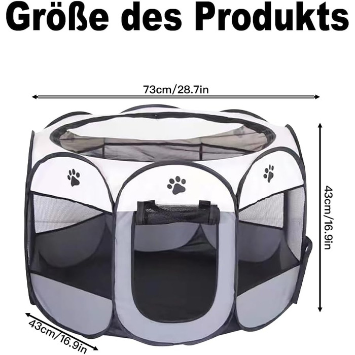 Портативний загін для домашніх тварин, собак, цуценят. Водонепроникний загін з оксфордської тканини для дому та вулиці. Підходить для котів, собак, кроликів (Блакитний)