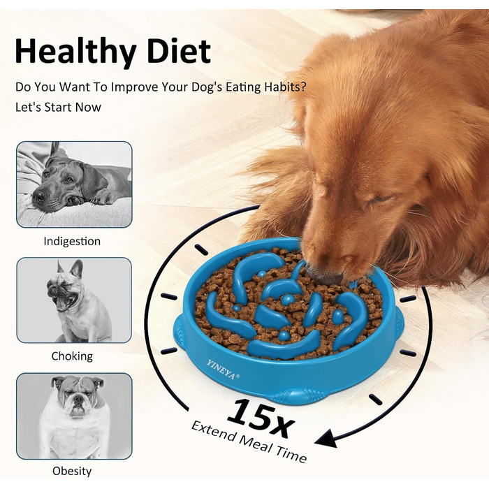 Набір мисок для собак, повільне годування, 2 шт. (магента, темно-синій)