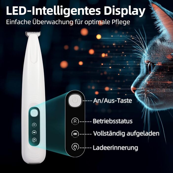 Триммер для собак ALL FOR PAWS з LED-підсвічуванням – 18 мм, тихий (35 дБ), вологостійкий (IPX4), USB, для стрижки лап, вух, обличчя та задньої частини тіла