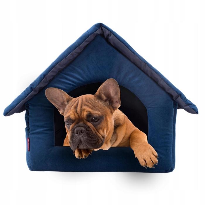 М'який будинок-ліжечко для собак, синій оксамит, розмір 2