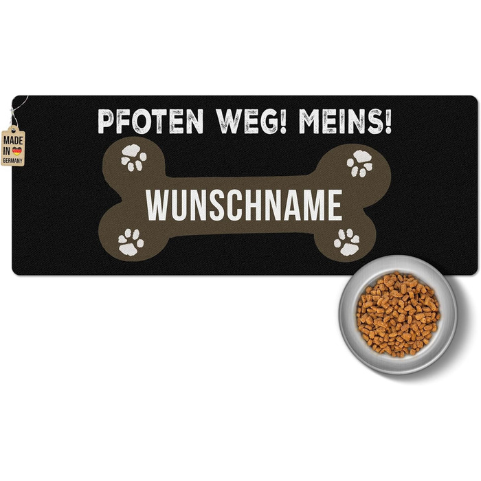 Персоналізована килимок для годування собак з іменем - PR Print, 80 x 30 см, миючий, неслизький