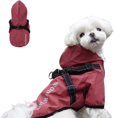 Водонепроникний дощовик для собак, дощова куртка з капюшоном для тварин, червоний, розмір XXL (56 см)