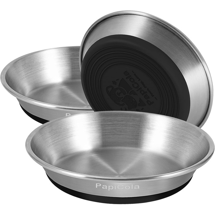 Набори мисок для котів з нержавіючої сталі, 3 шт., 16 см. Антиковзка підставка, широкі та плоскі миски, зручні для вусів