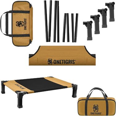 OneTigris лежанка для собак, піднята лежанка 130x91 см, висота 23 см, проста збірка, дихаюча, довговічна, легко миється, підходить для дому, двору, вулиці - коричнева L