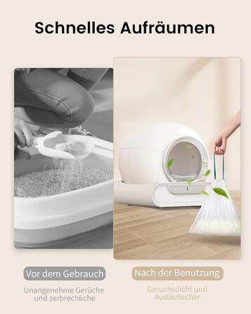 Автоматичний туалет для котів LELO PAWS, 65л, самоочисний, з контролем запаху, керування через APP, електричний, XXL, з мішком для сміття та килимком, для кількох котів, білий (блакитний)