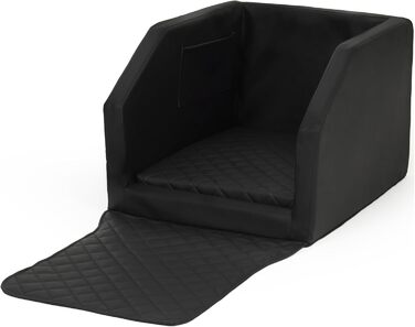 Автоматичне ліжко для собак у вигляді автомобіля, ліжко для собак на заднє сидіння, фіксація ременями безпеки, 55x70 см, чорно-біле