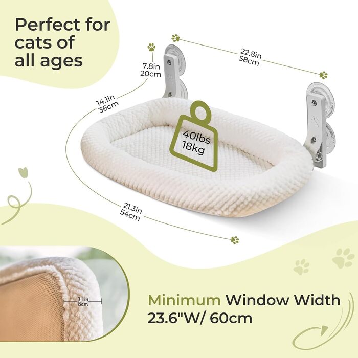 Котів гамак для вікна EDAGNY: м'який, розкладний, сірий, до 18 кг