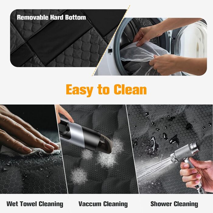 PETICON Розширювана підстилка на заднє сидіння для собак, чохол на автосидіння, жорстка основа, витримує 180 кг, водонепроникна підстилка для собак, захист заднього сидіння з сіткою для автомобілів, вантажівок та позашляховиків